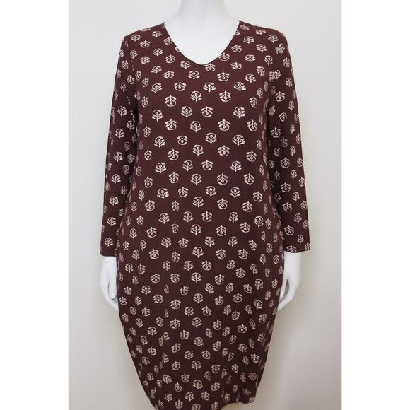 Old Navy Dress Womens Size Large L Burgundy Floral All Over Print 100% Rayon - Picture 1 of 9
